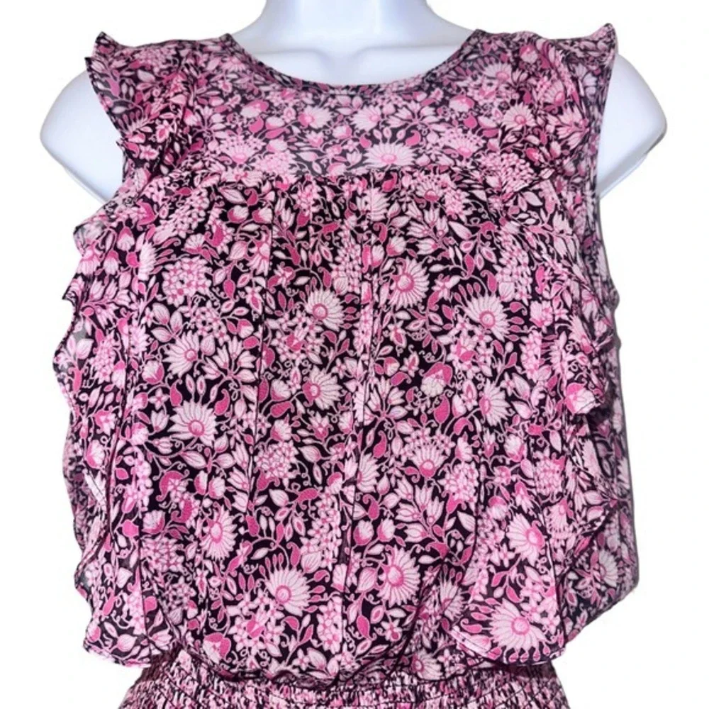 Shoshanna Dalila Silk Popover Pink Floral feminine cottagecore Dress Size 2